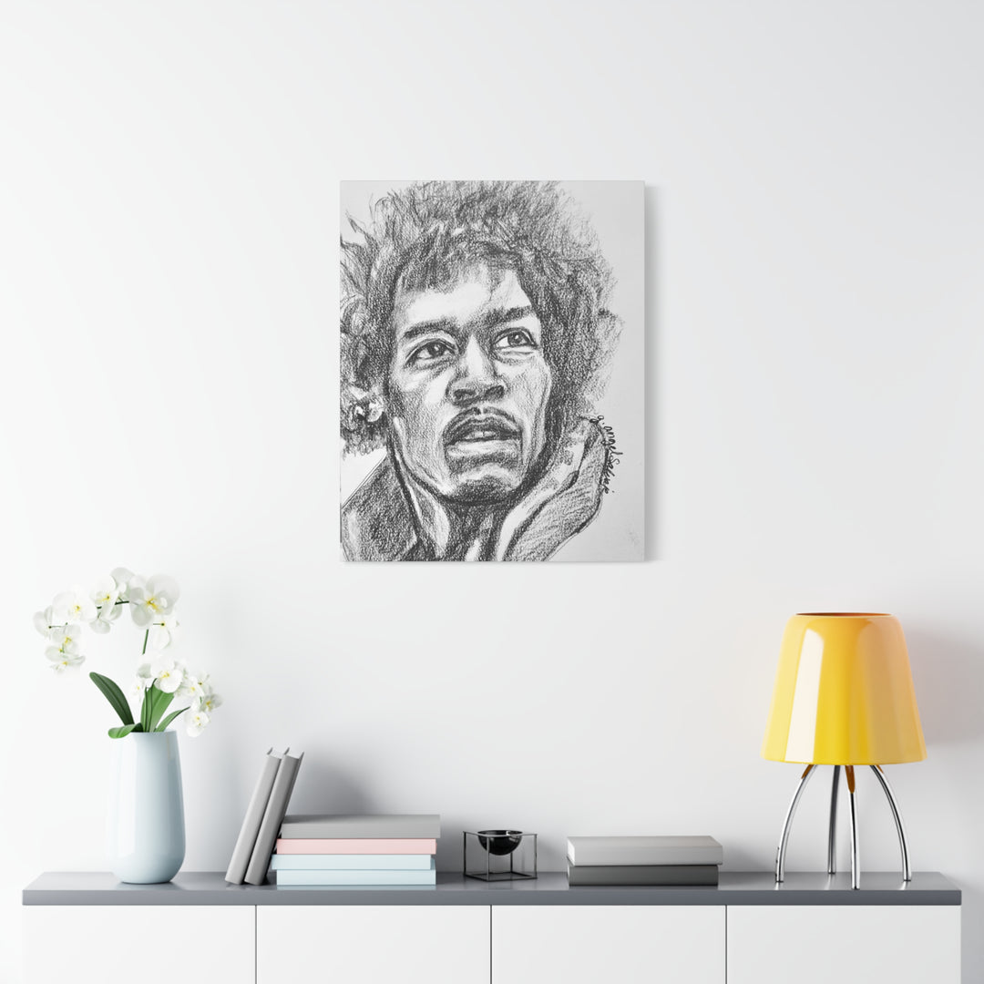 Jimi Hendrix,  B&W Rock and Roll Series Matte Canvas, Stretched, 1.25"