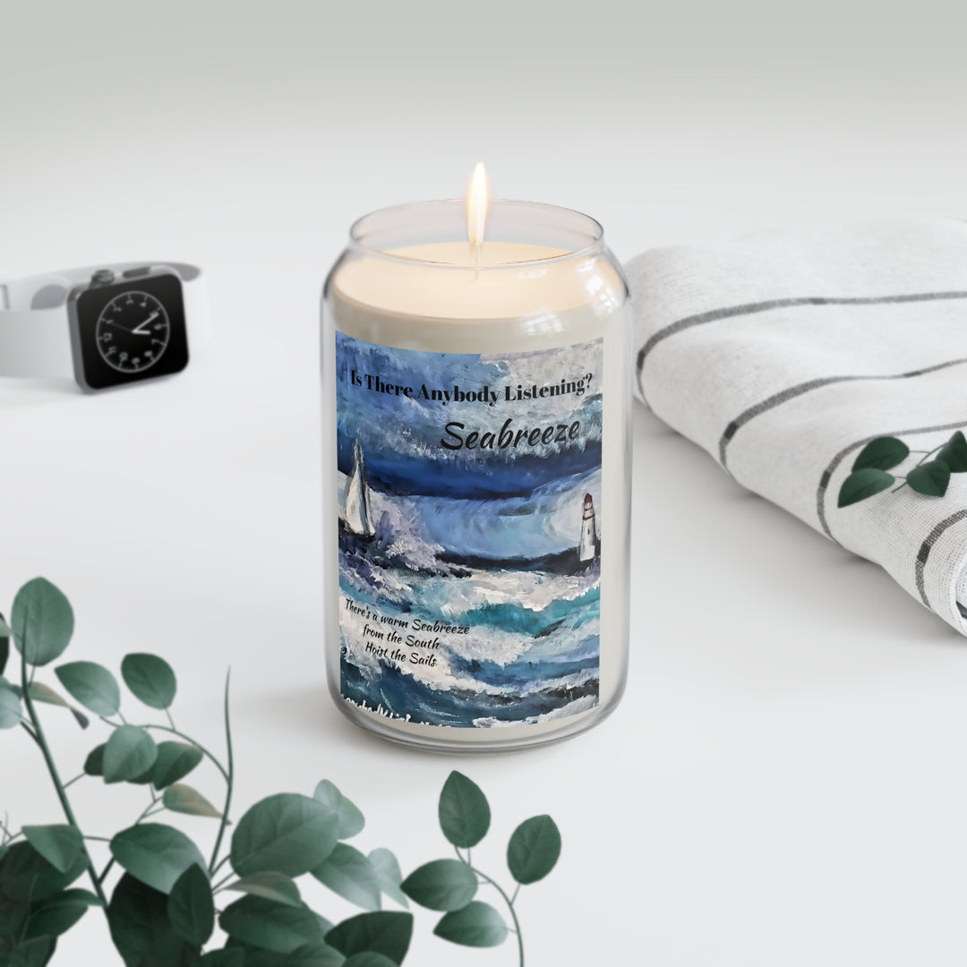 Scented Candle, Seabreeze - 'Is Anybody Listening' Painting Label
