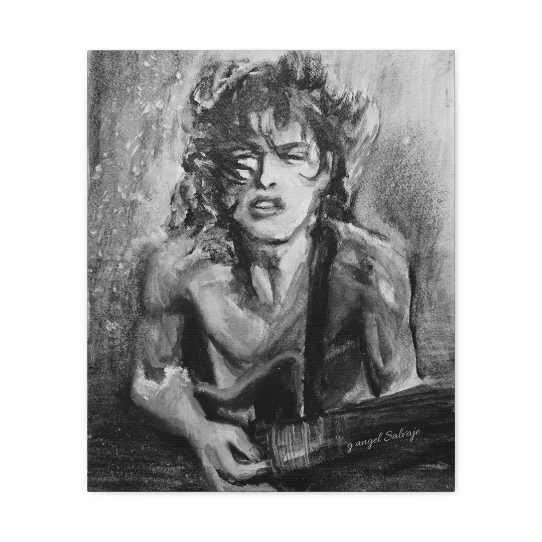 Angus Young, B&W  Rock and Roll Series Matte Canvas, Stretched, 1.25"