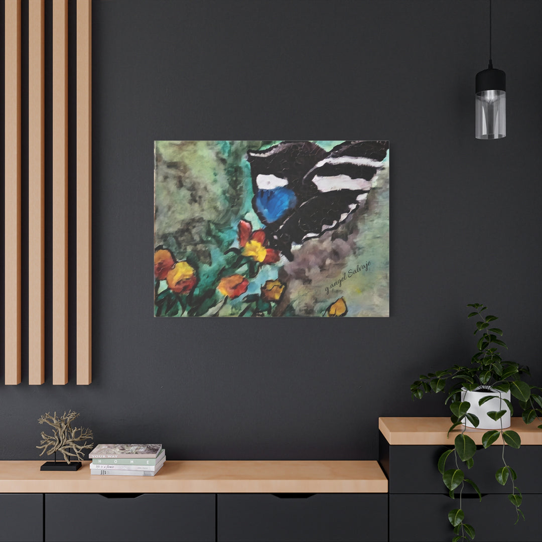 Canvas Print - Swallowtail Butterfly and Flower Painting by G Angel Salvaje