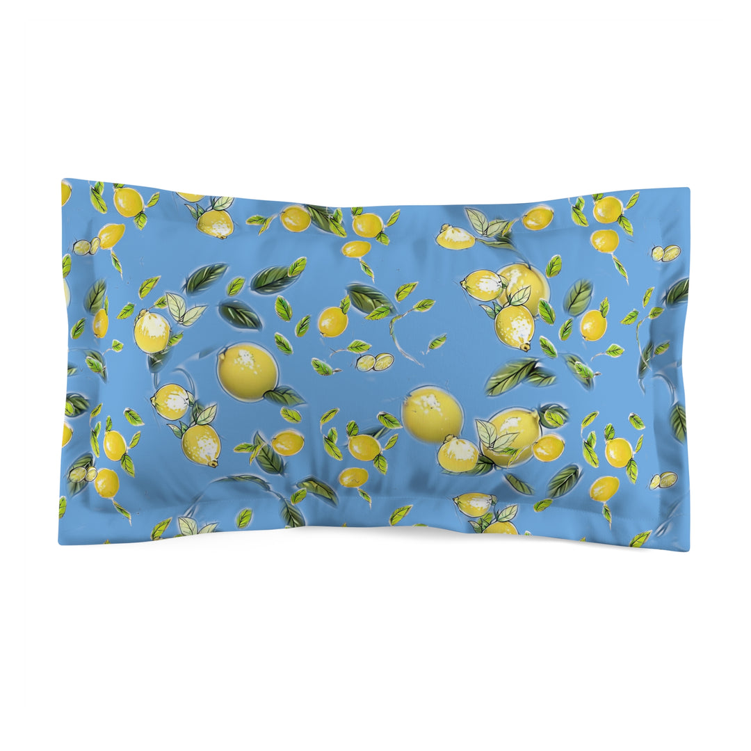 Lemons on blue Microfiber Pillow Sham