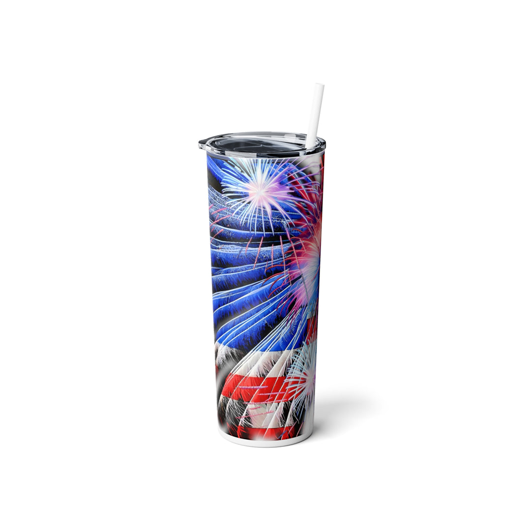 Fireworks Skinny Steel Tumbler with Straw, 20oz