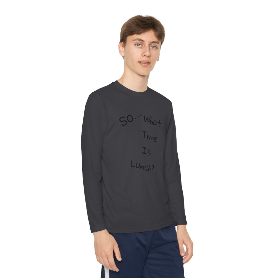 What time is lunch? Youth Long Sleeve Competitor Tee