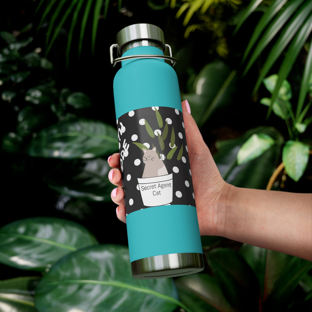 Secret Agent Cat Copper Vacuum Insulated Bottle, 22oz