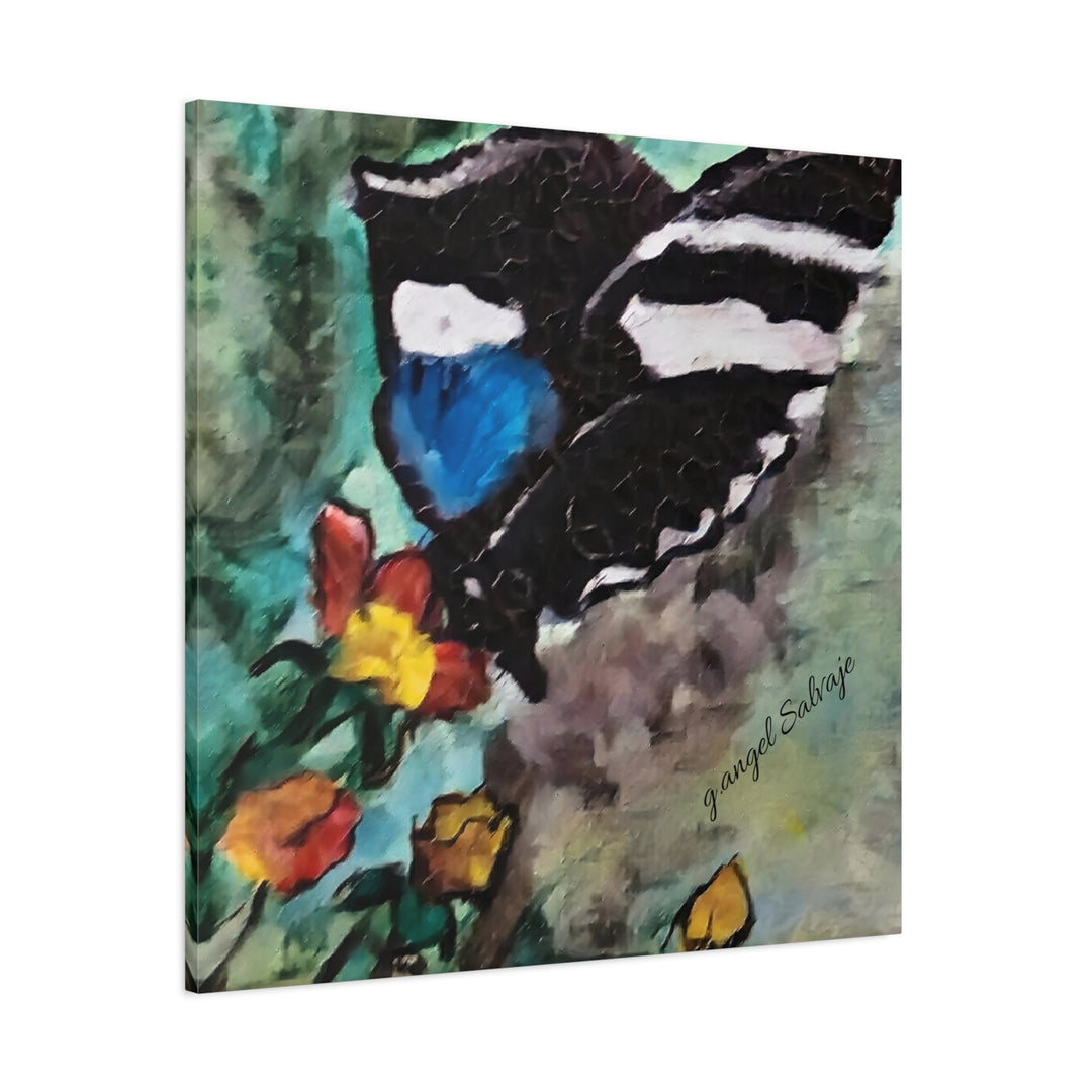 Canvas Print - Swallowtail Butterfly and Flower Painting by G Angel Salvaje