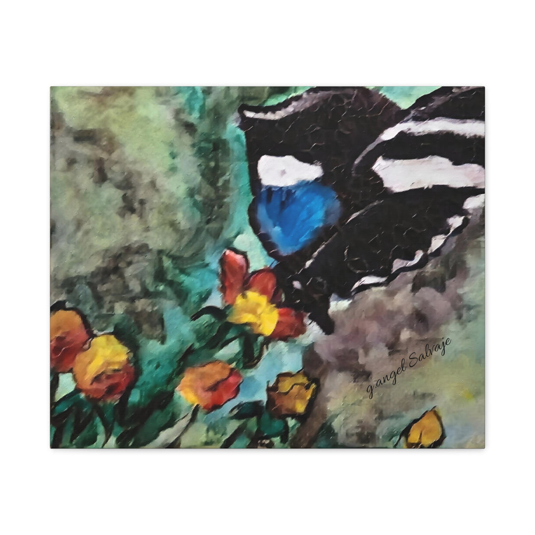 Canvas Print - Swallowtail Butterfly and Flower Painting by G Angel Salvaje