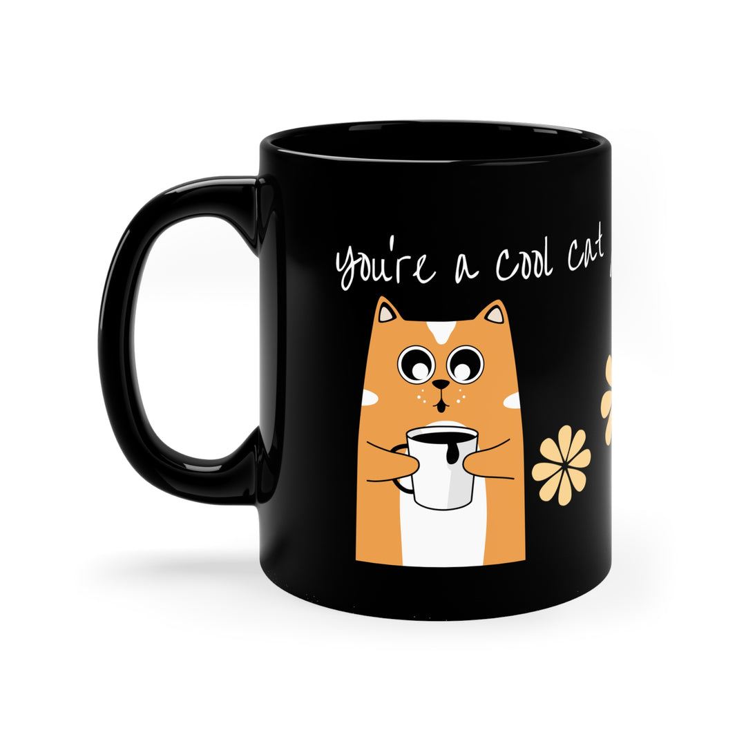 Cool Cat a.m. pep talk  11oz Black Mug