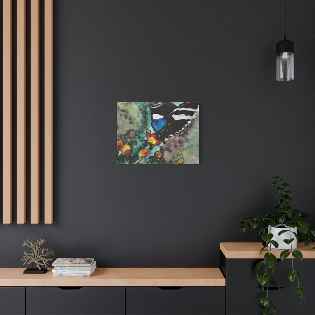 Canvas Print - Swallowtail Butterfly and Flower Painting by G Angel Salvaje