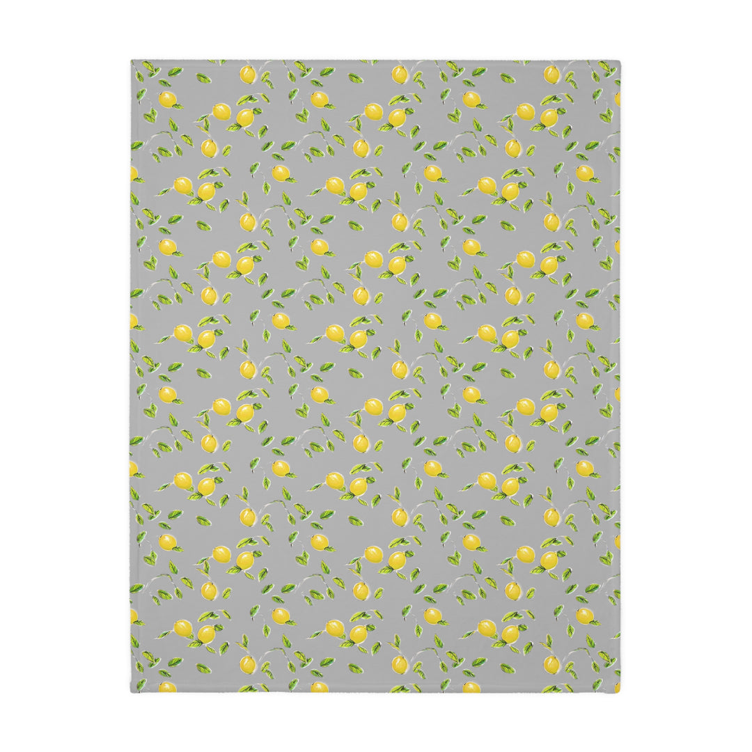 Grey Lemon Velveteen Minky Blanket (Two-sided print)