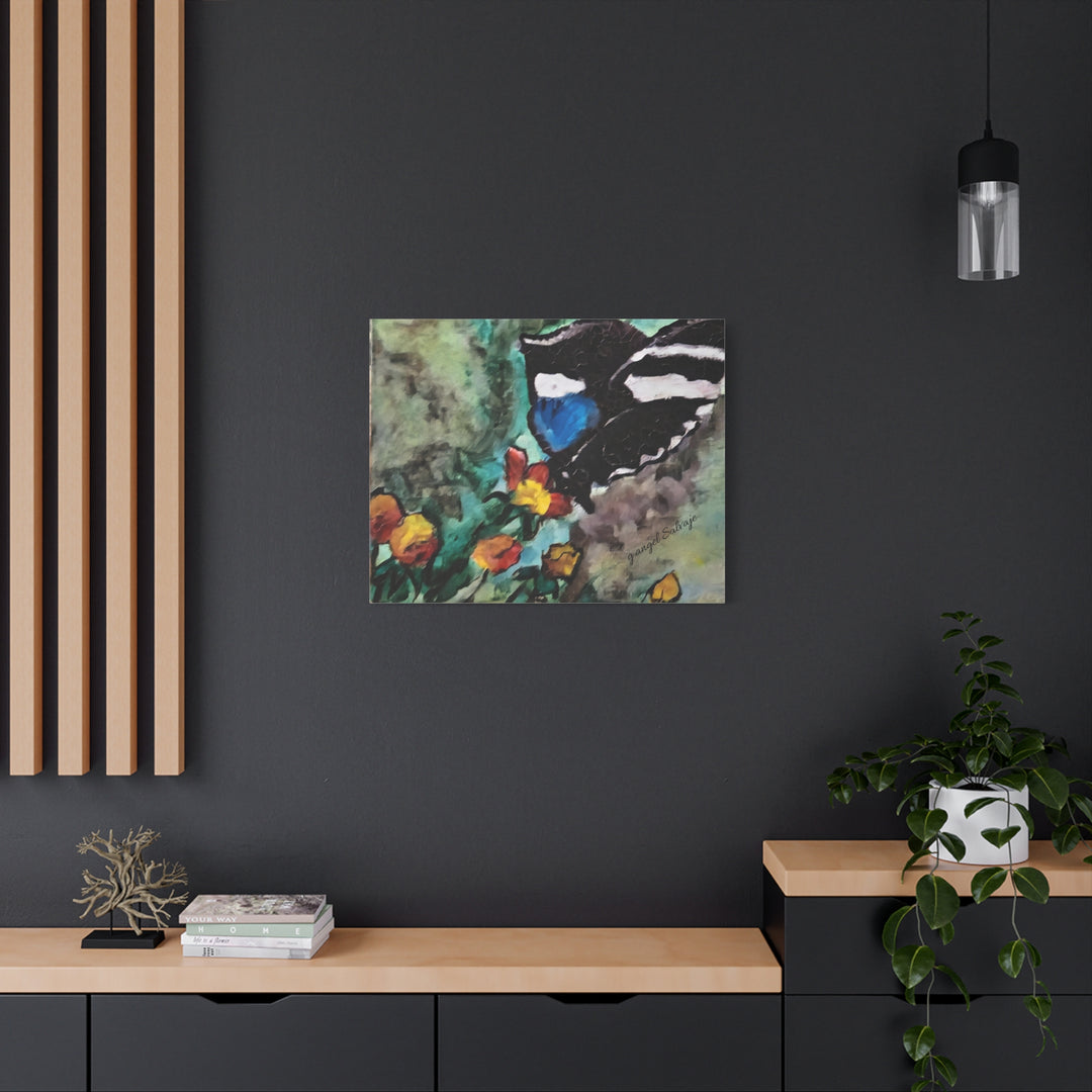 Canvas Print - Swallowtail Butterfly and Flower Painting by G Angel Salvaje