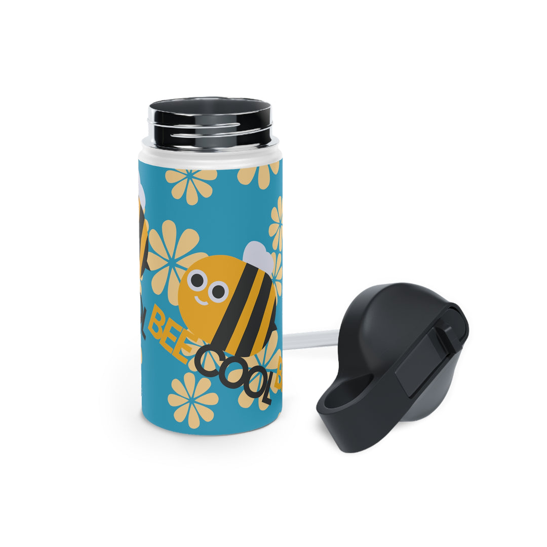 Bee Cool with Yellow Flowers Stainless Steel Water Bottle, Standard Lid