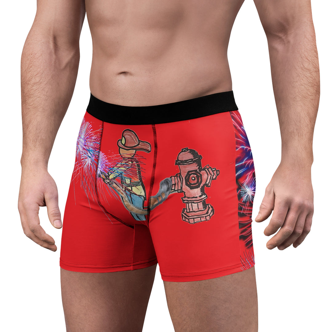 Fireman throwing Sparks  Men's Boxer Briefs (AOP)
