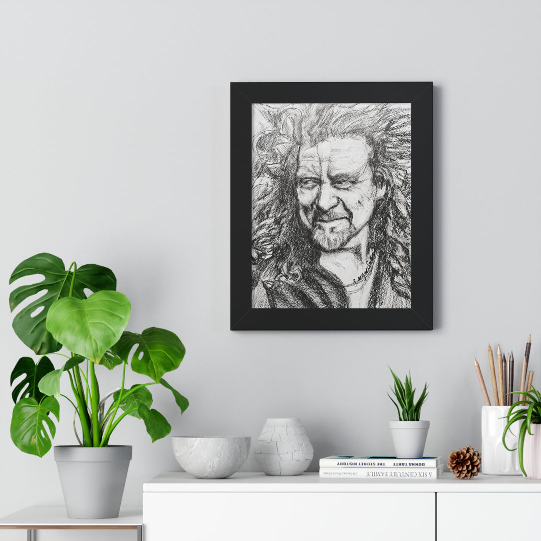Vertical Poster - Robert Plant B&W Rock and Roll Series Framed Art Print