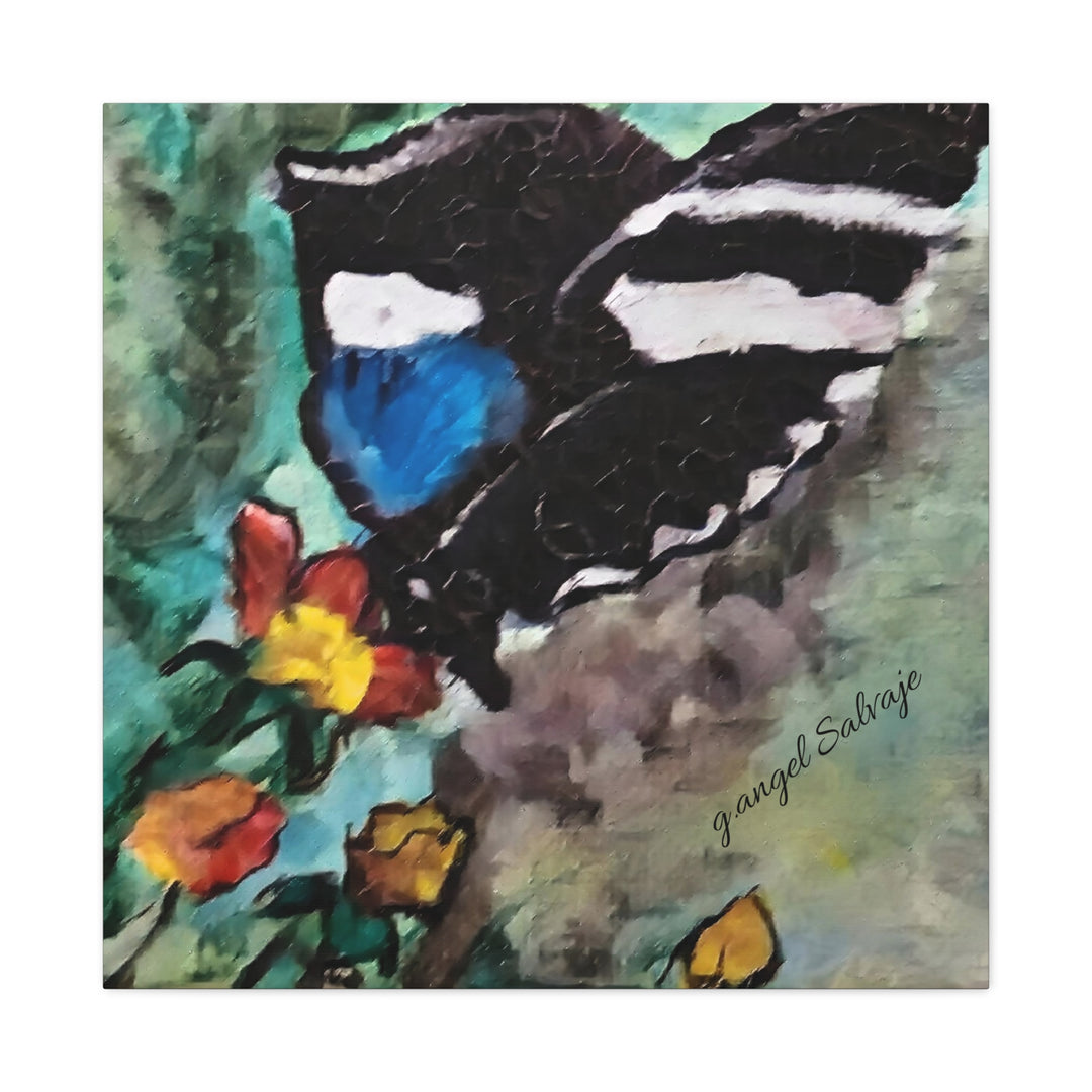 Canvas Print - Swallowtail Butterfly and Flower Painting by G Angel Salvaje
