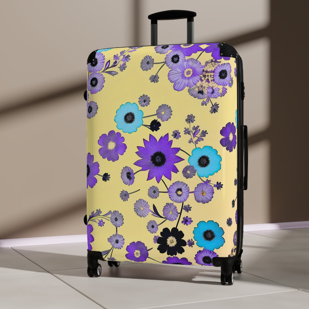 Purple Flowers Dancing on Sunshine Suitcase