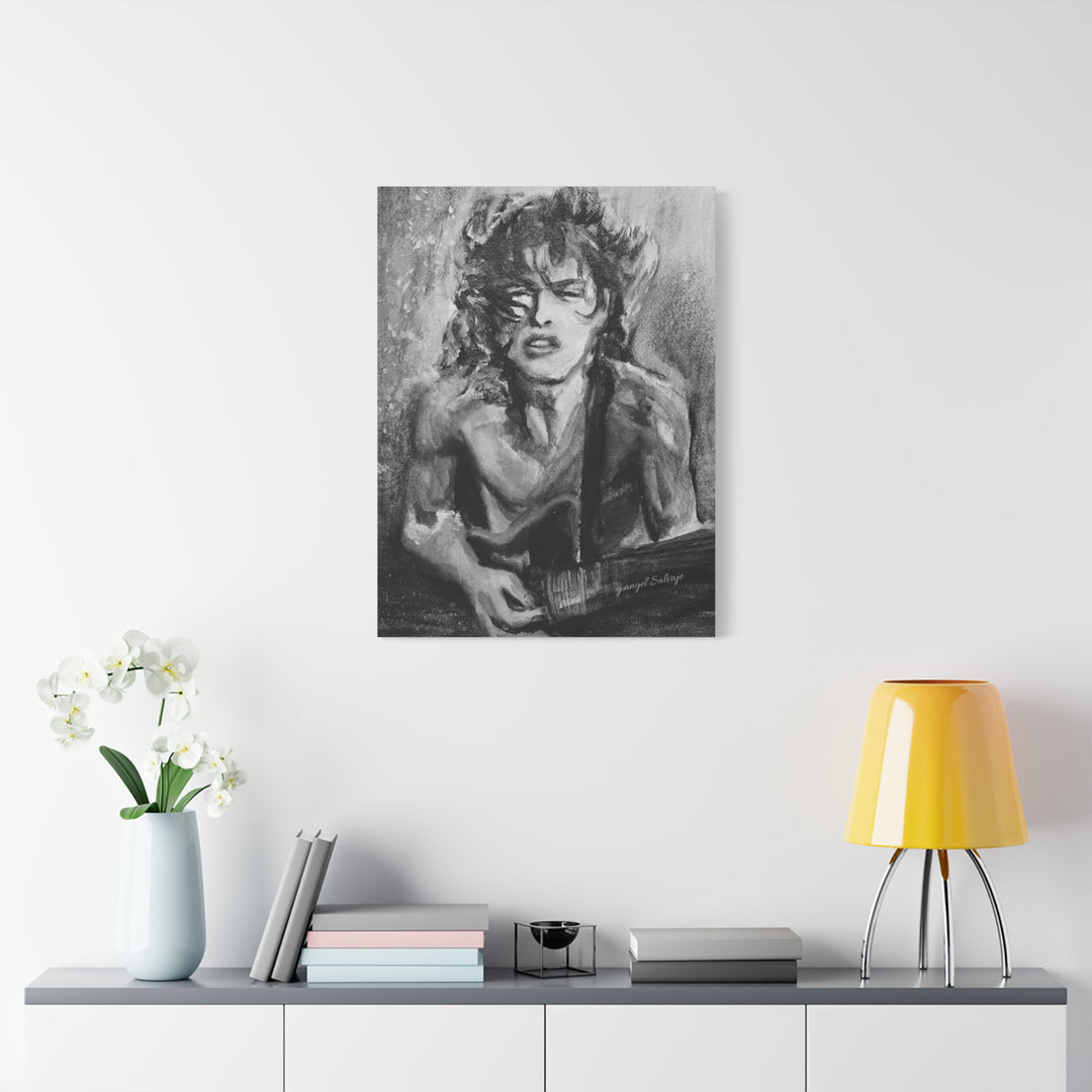 Angus Young, B&W  Rock and Roll Series Matte Canvas, Stretched, 1.25"