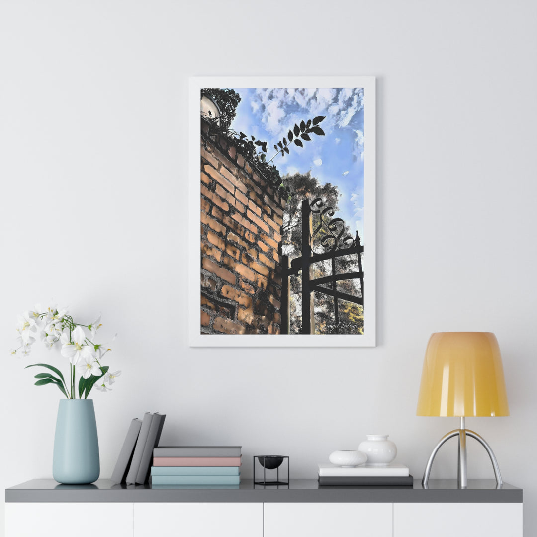 An Ivy Green Sky Framed Vertical Poster