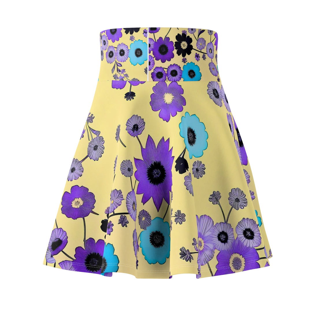 Purple Flowers Dancing on Sunshine Women's Skater Skirt (AOP)