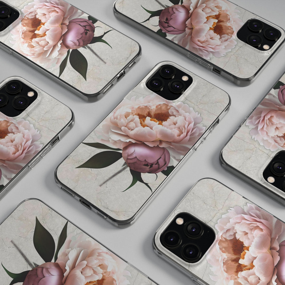 Peony on Marble  Soft Phone Cases