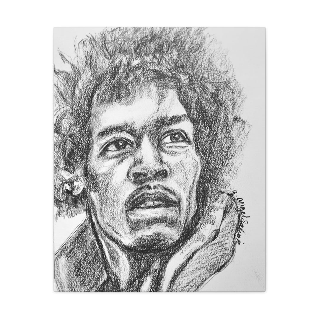 Jimi Hendrix,  B&W Rock and Roll Series Matte Canvas, Stretched, 1.25"