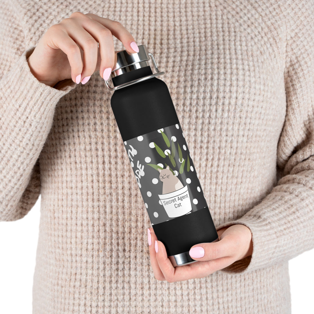 Secret Agent Cat Copper Vacuum Insulated Bottle, 22oz