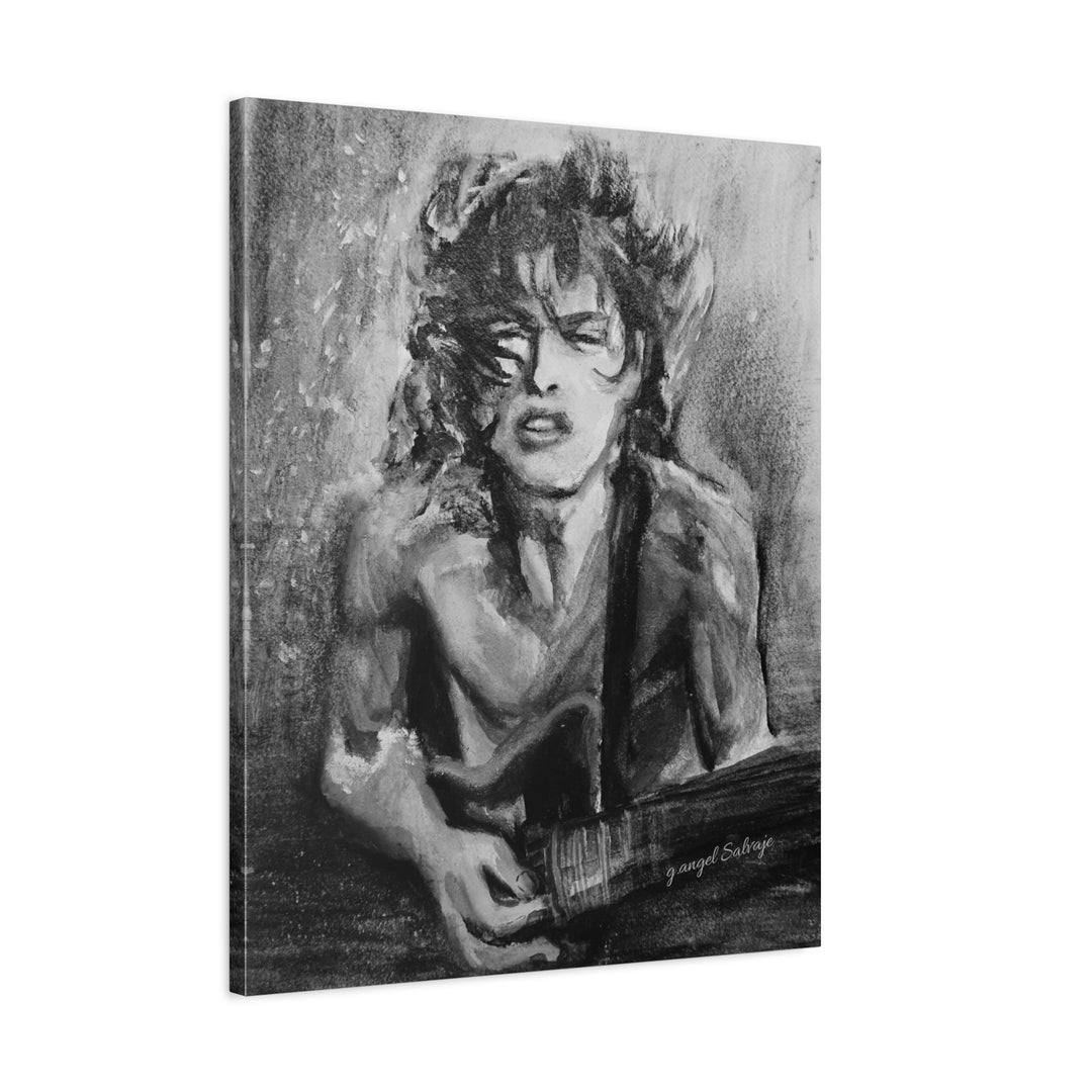 Angus Young, B&W  Rock and Roll Series Matte Canvas, Stretched, 1.25"