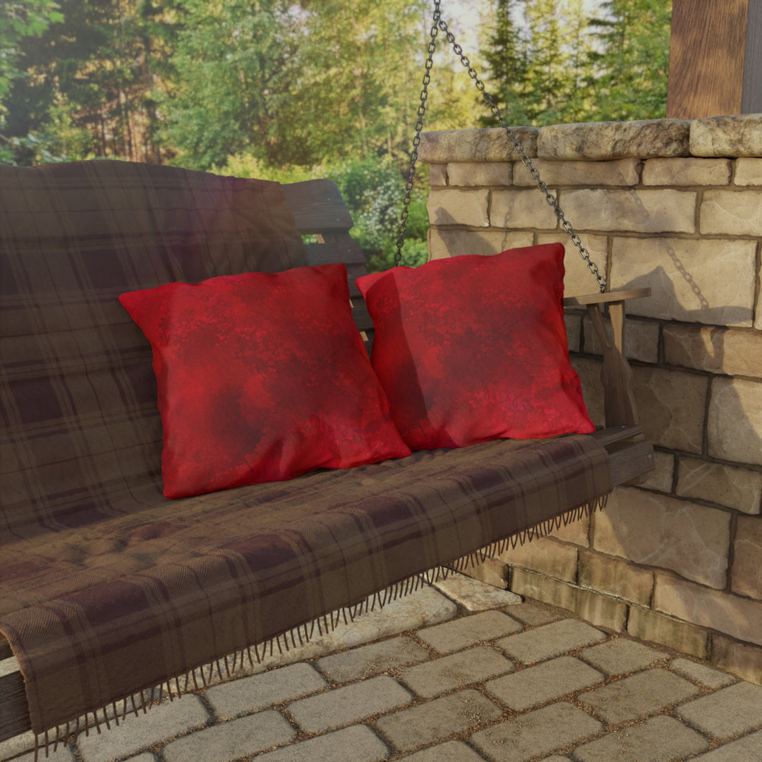 Marbled Deep Red Outdoor Pillows