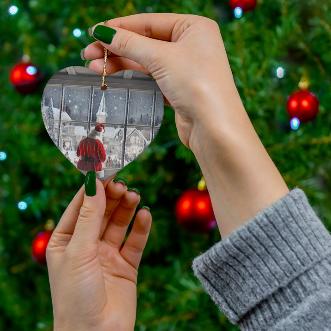 Santa Knows Ceramic Ornament, 4 Shapes