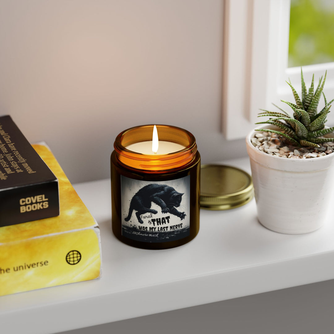 Scented Candle - Cashmere Musk Feral Cat Pouncing Design