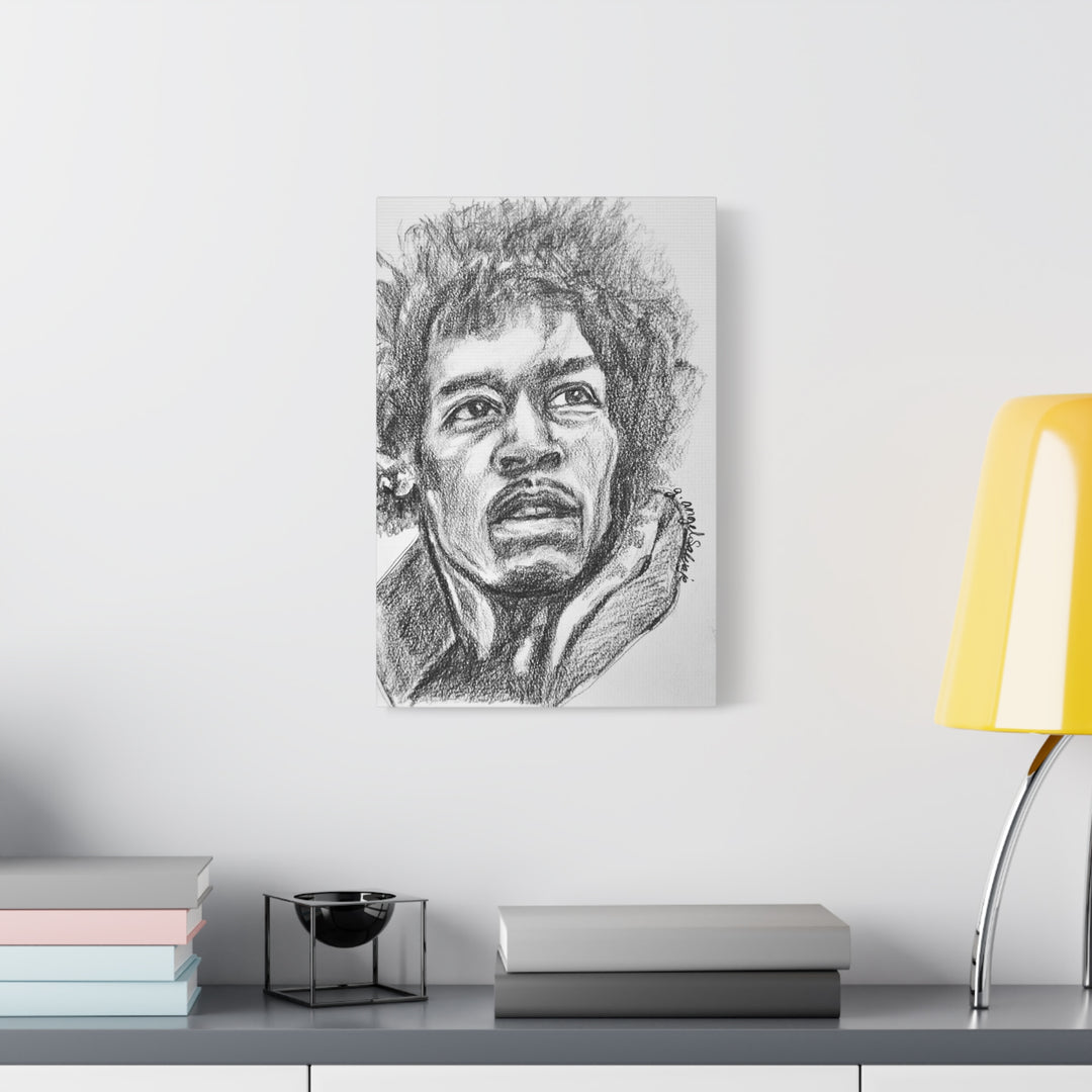 Jimi Hendrix,  B&W Rock and Roll Series Matte Canvas, Stretched, 1.25"