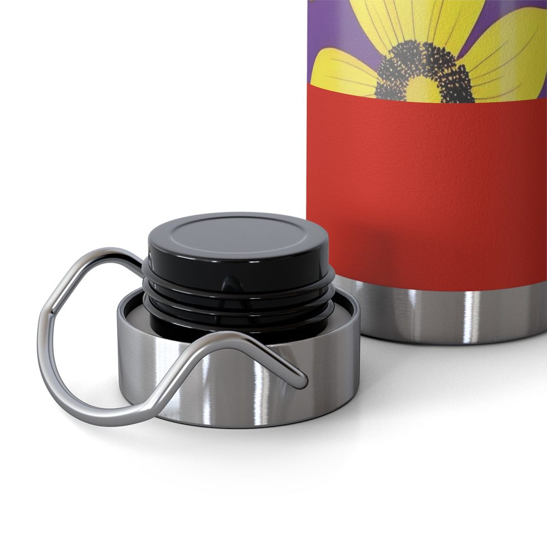 Yellow Floral on Purple, no quotes Copper Vacuum Insulated Bottle, 22oz