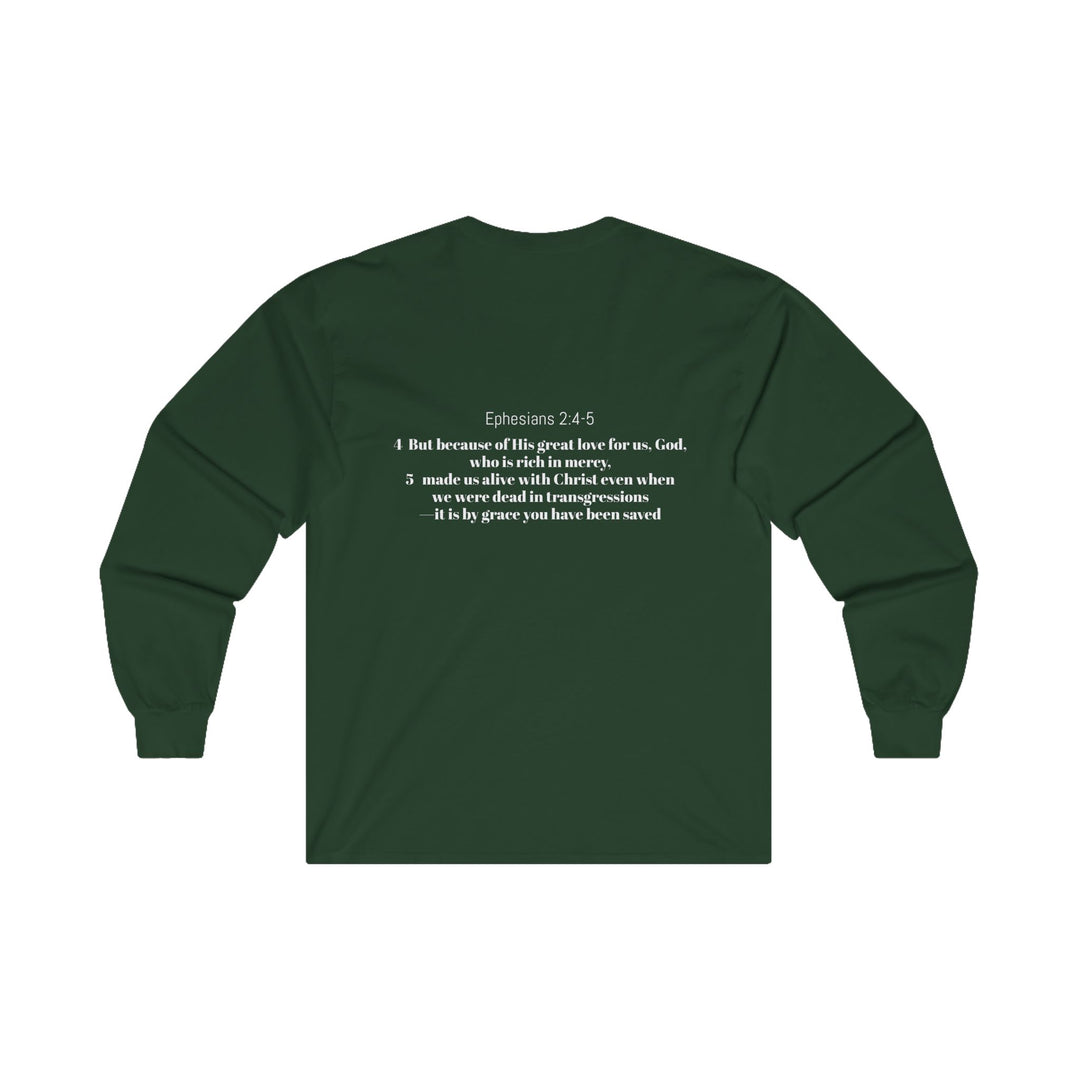 Christian Long Sleeve Tee - Ephesians 2:4-5 Saved by Grace