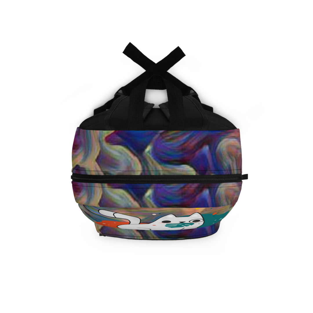 Cat-tastrophic Carpet Calamity Cat purple haze & Turquoise Clouds Backpack