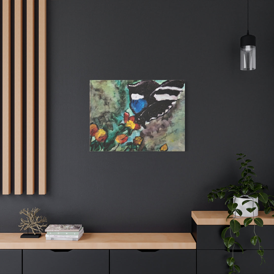 Canvas Print - Swallowtail Butterfly and Flower Painting by G Angel Salvaje