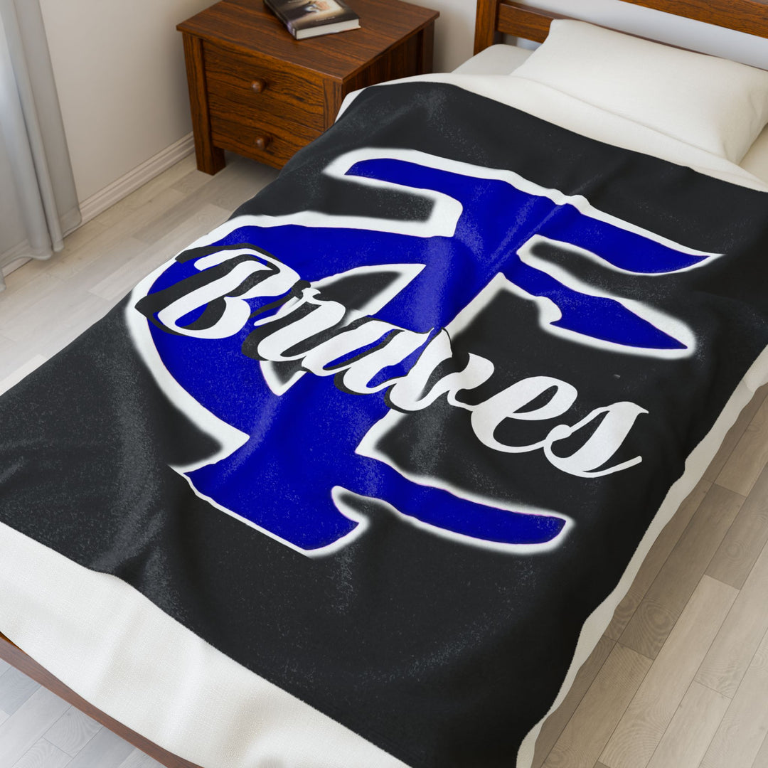 Black Plush Blanket - Tishomingo County High School Braves Design