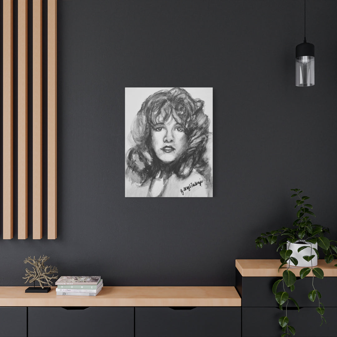 Stevie Nicks, B&W Rock and Roll Series,  Matte Canvas, Stretched, 1.25"