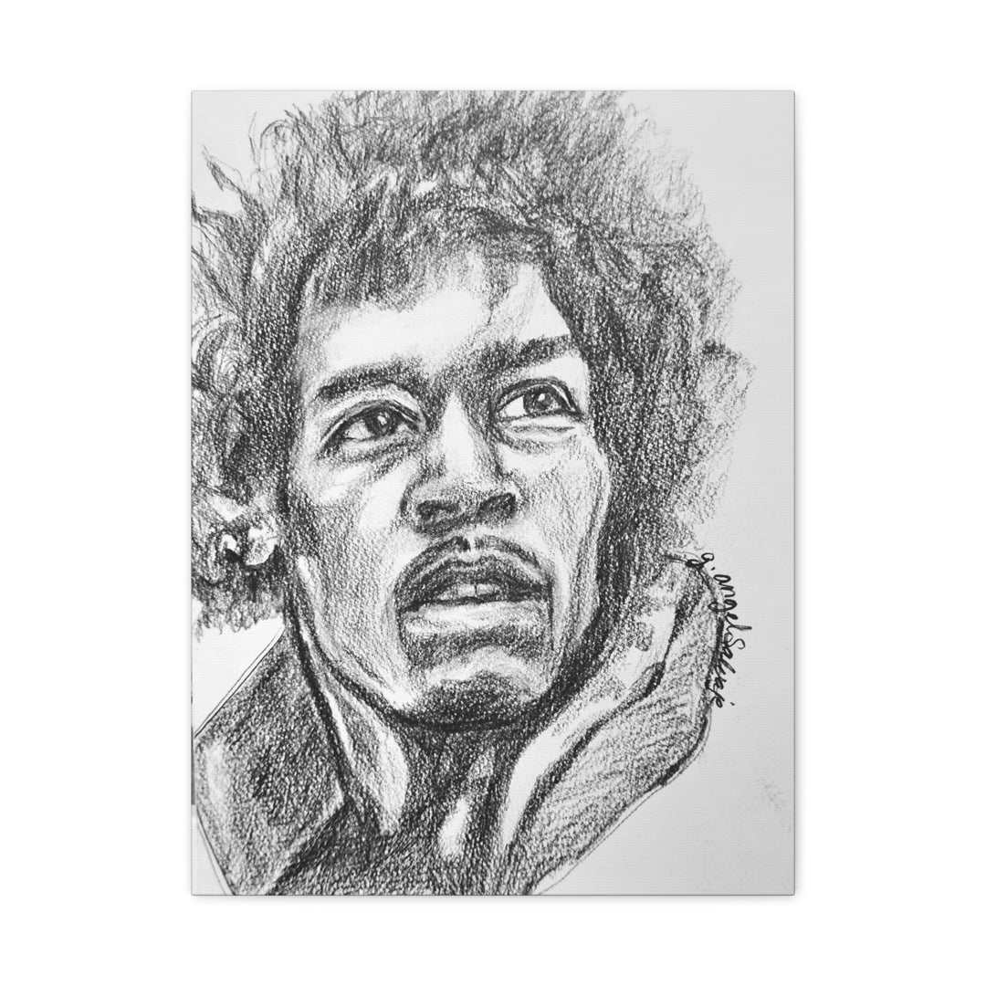 Jimi Hendrix,  B&W Rock and Roll Series Matte Canvas, Stretched, 1.25"