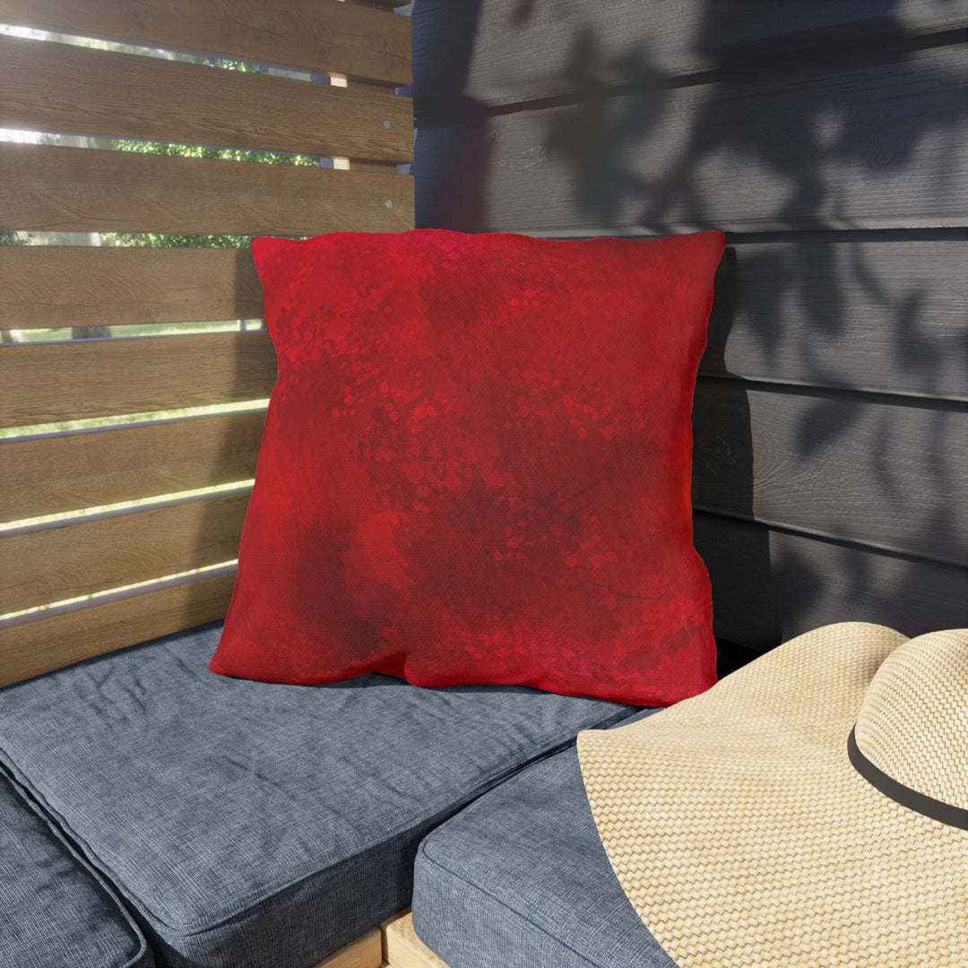 Marbled Deep Red Outdoor Pillows