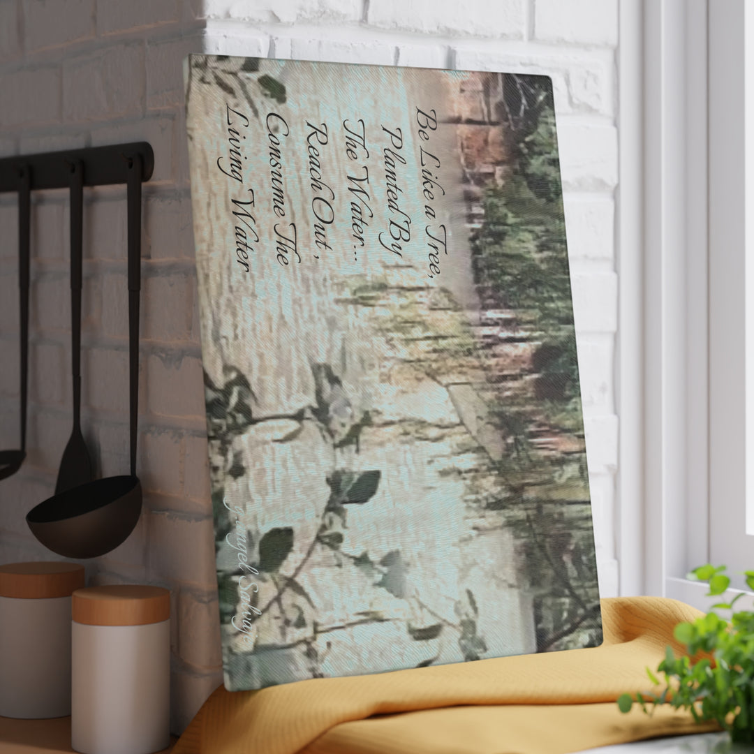 Consume the Living Water; Glass Cutting Board