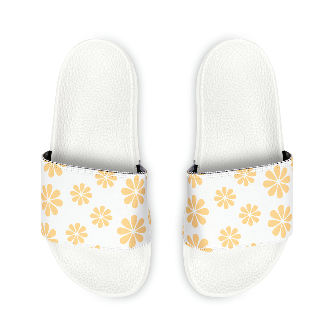 Yellow Flowers Youth PU Slide Sandals