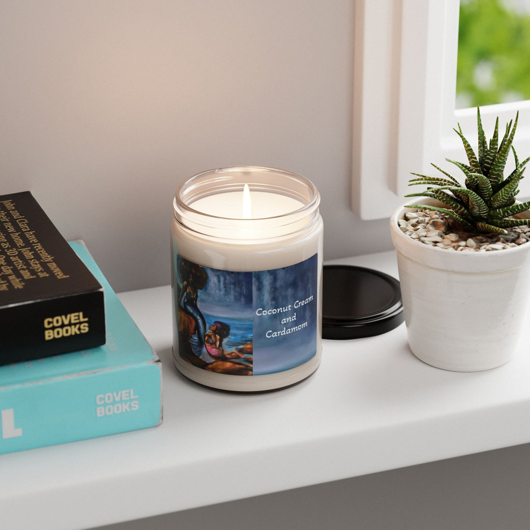 Coconut Cream and Cardamom Scented Soy Candle - Mermaid and Child