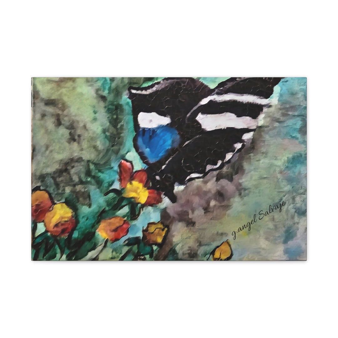 Canvas Print - Swallowtail Butterfly and Flower Painting by G Angel Salvaje