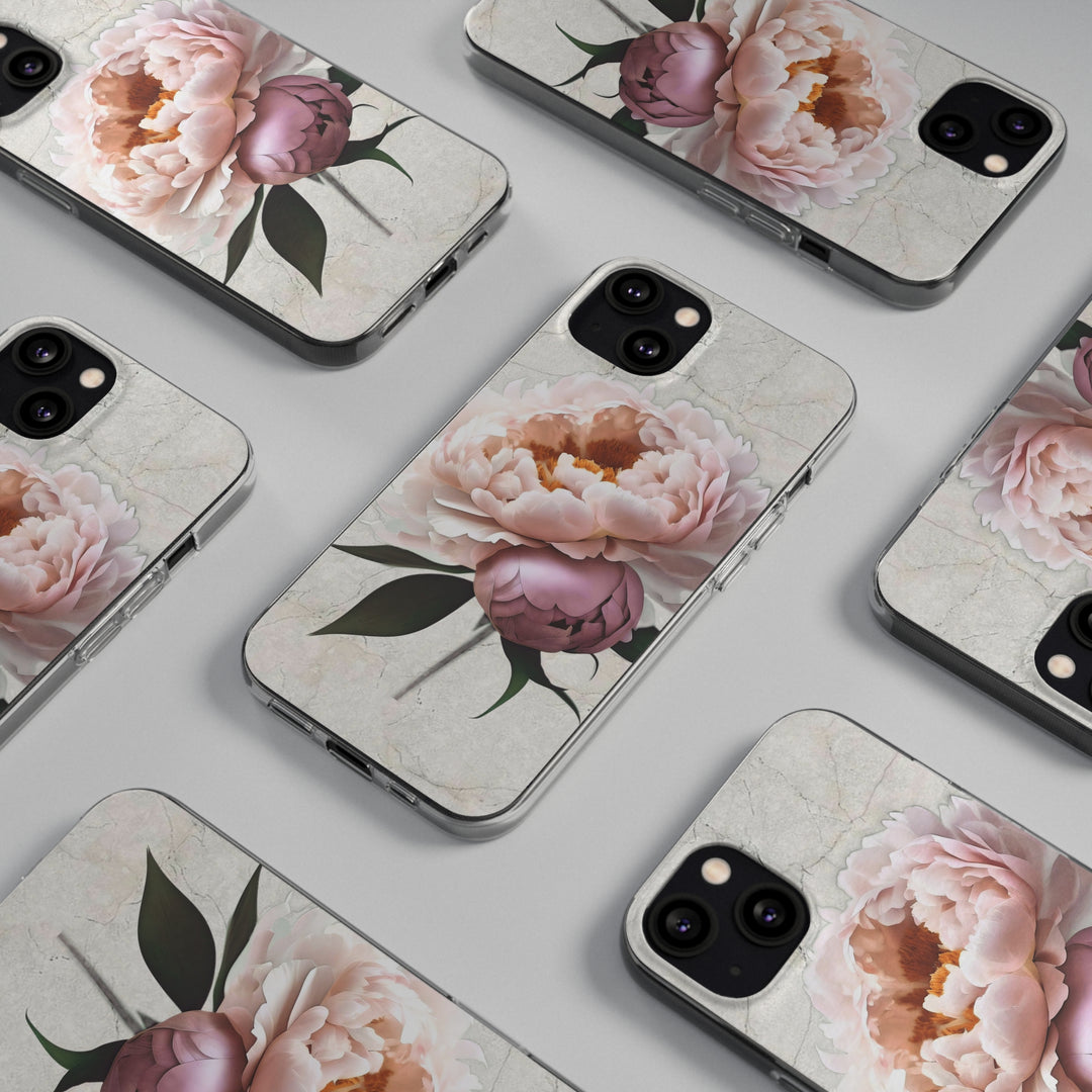 Peony on Marble  Soft Phone Cases