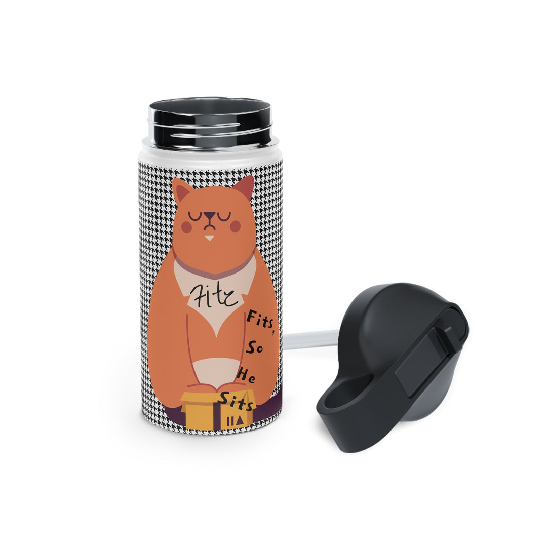 Fitz cat fits and sits Stainless Steel Water Bottle, Standard Lid