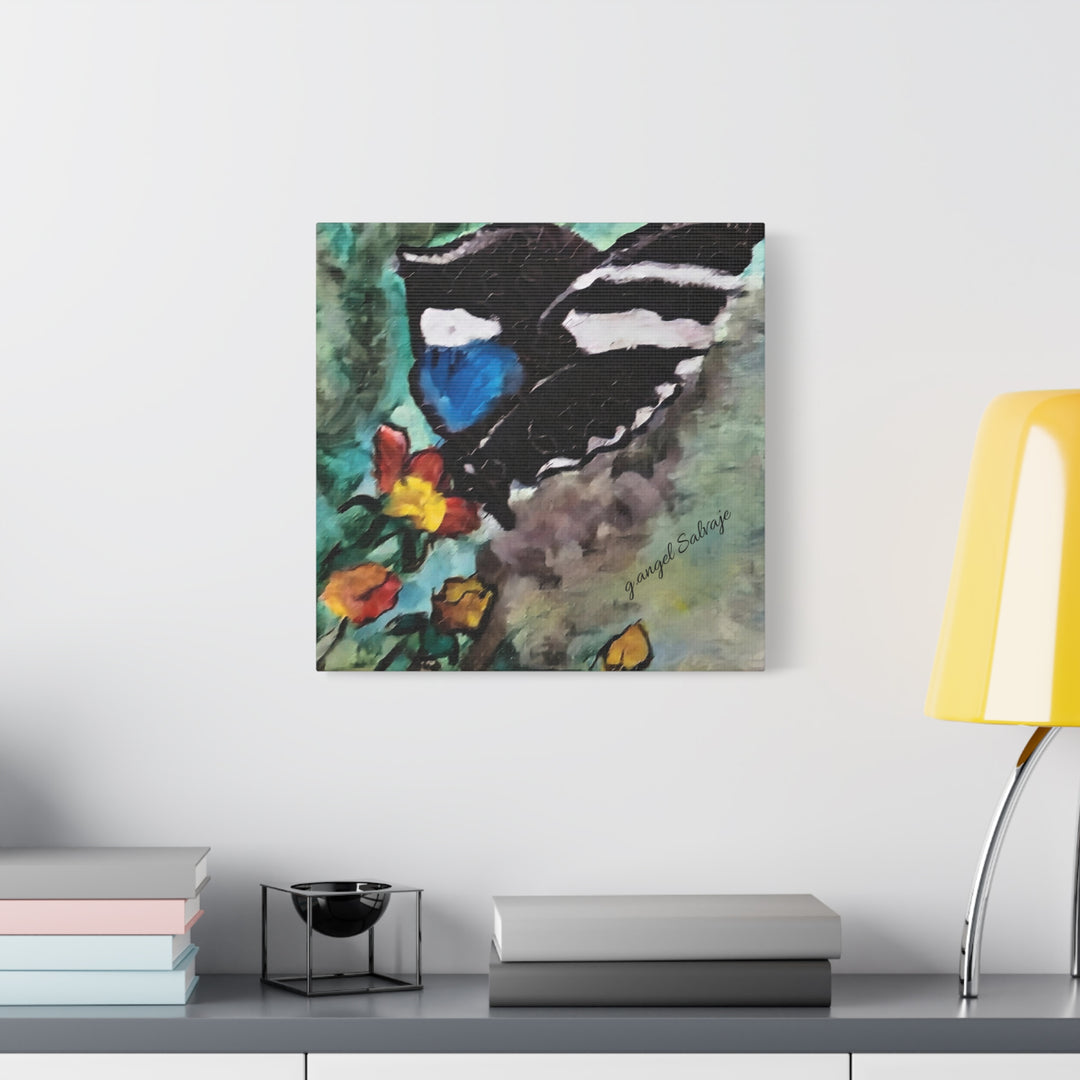 Canvas Print - Swallowtail Butterfly and Flower Painting by G Angel Salvaje