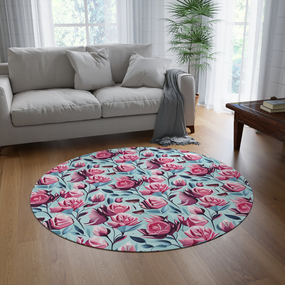 Roses are Pink Round Rug