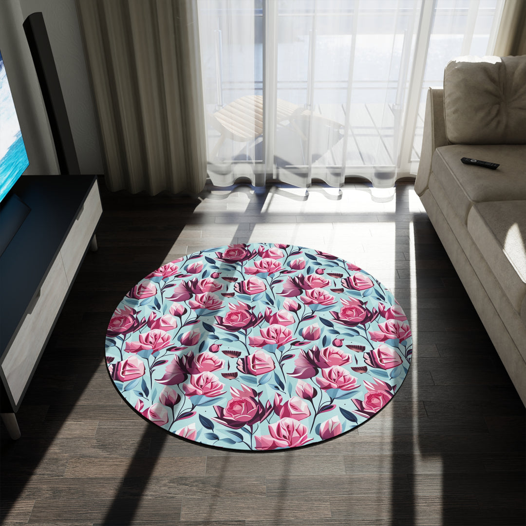 Roses are Pink Round Rug