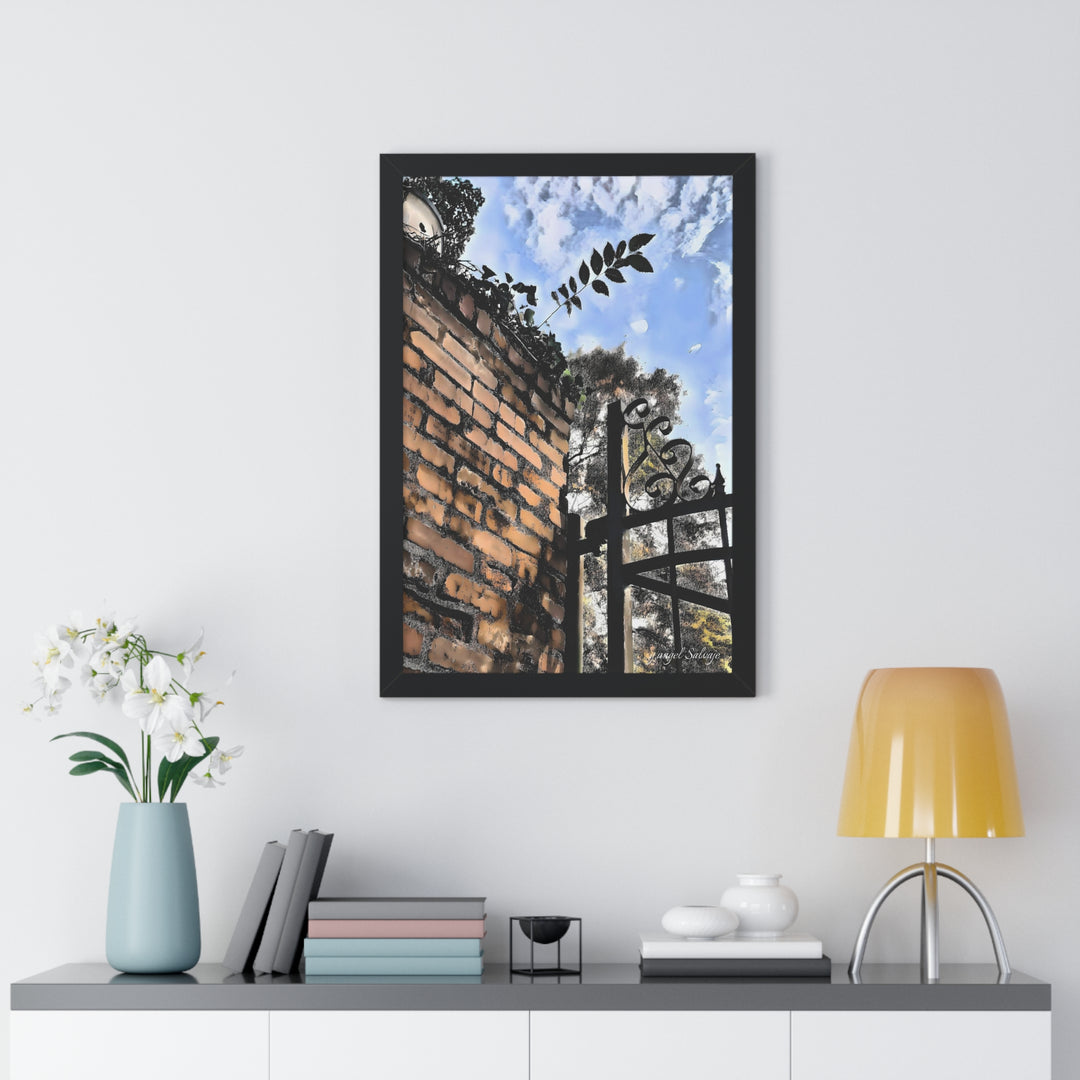 An Ivy Green Sky Framed Vertical Poster