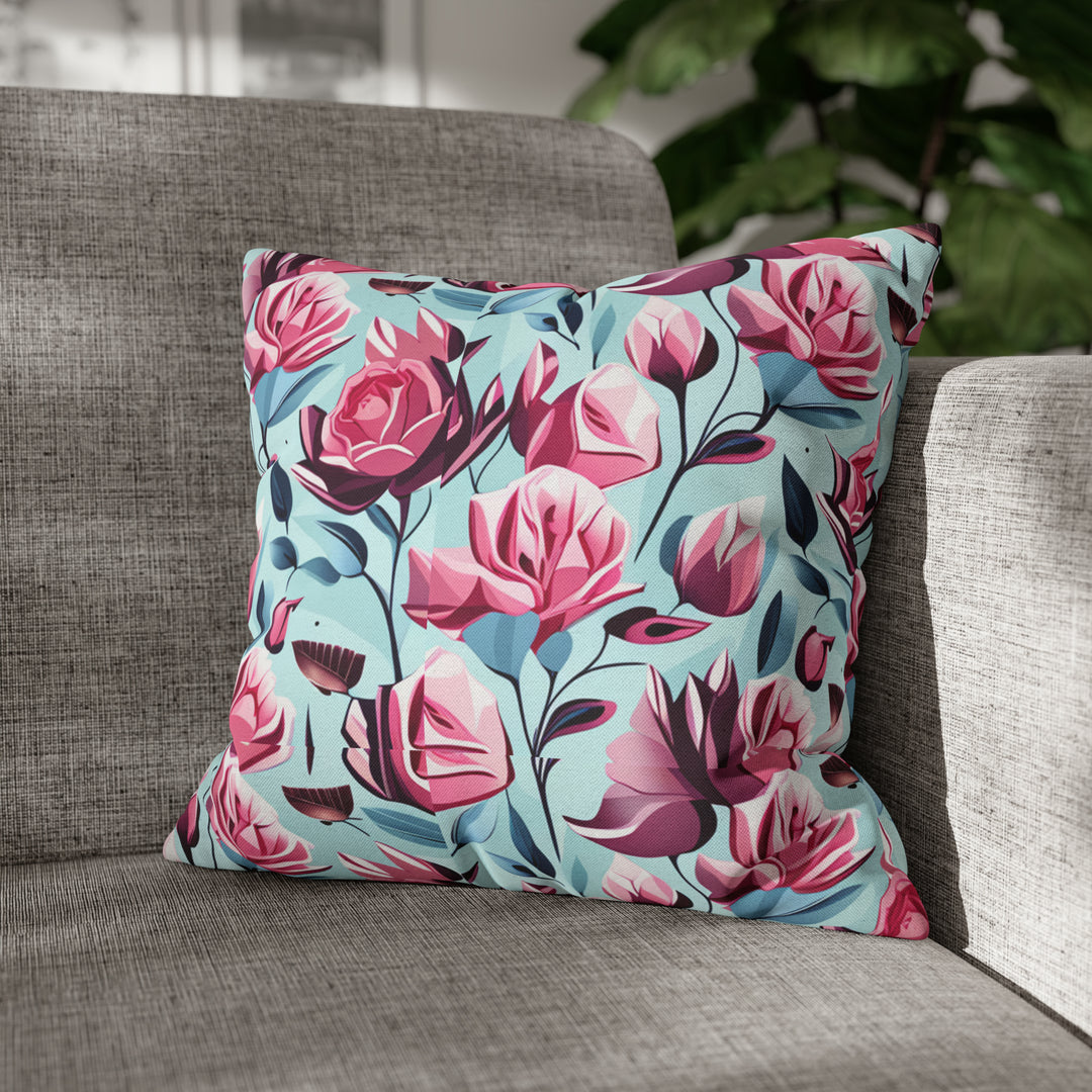 Roses are Pink small print  Spun Polyester Square Pillow Case