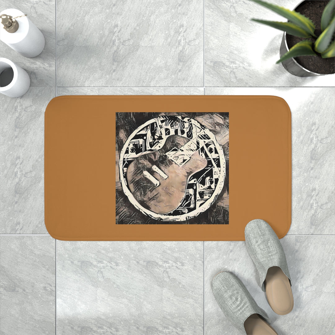 A Little Sketchy with Background Light Umber  Memory Foam Bath Mat